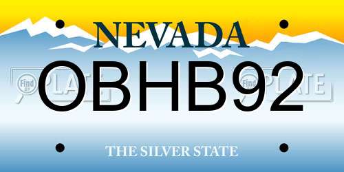 OBHB92 Nevada License Plate