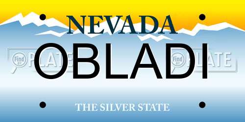 OBLADI Nevada License Plate