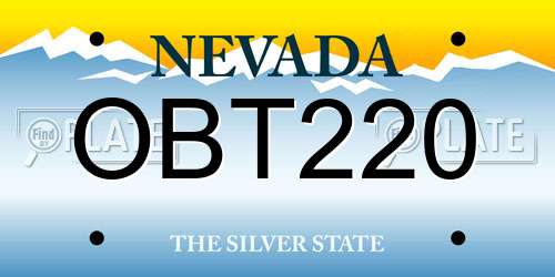 OBT220 Nevada License Plate