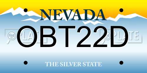 OBT22D Nevada License Plate