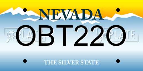 OBT22O Nevada License Plate