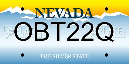 OBT22Q Nevada License Plate