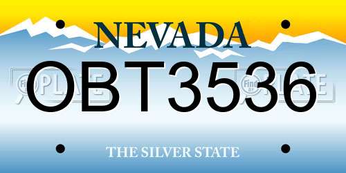 OBT3536 Nevada License Plate