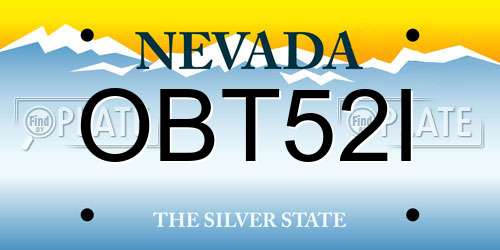 OBT52I Nevada License Plate