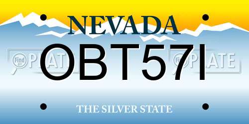 OBT57I Nevada License Plate