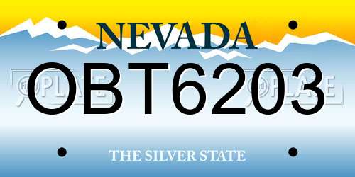 OBT6203 Nevada License Plate