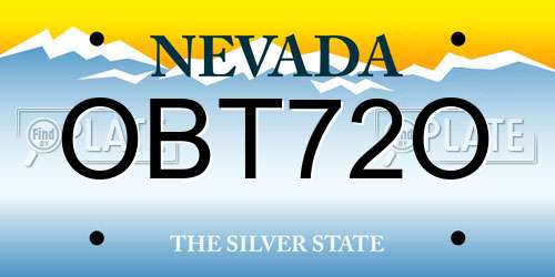 OBT72O Nevada License Plate