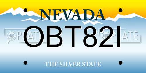 OBT82I Nevada License Plate