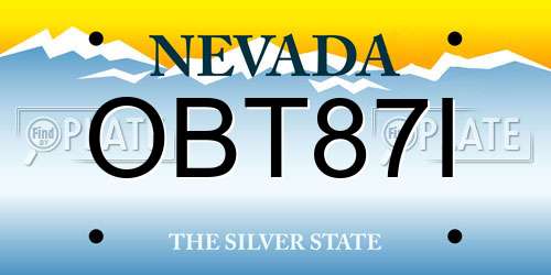 OBT87I Nevada License Plate
