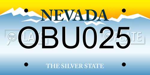 OBU025 Nevada License Plate