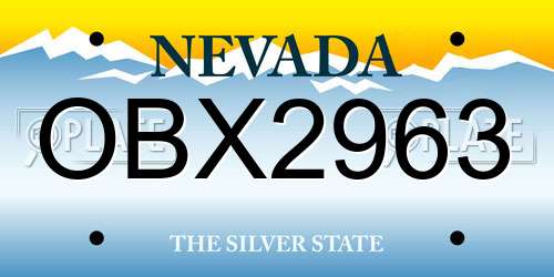 OBX2963 Nevada License Plate