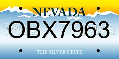 OBX7963 Nevada License Plate