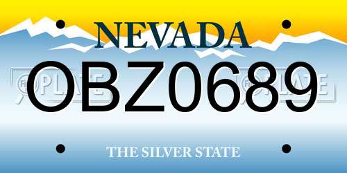 OBZ0689 Nevada License Plate