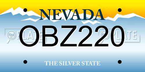 OBZ220 Nevada License Plate