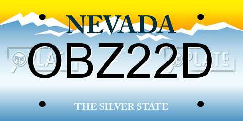 OBZ22D Nevada License Plate