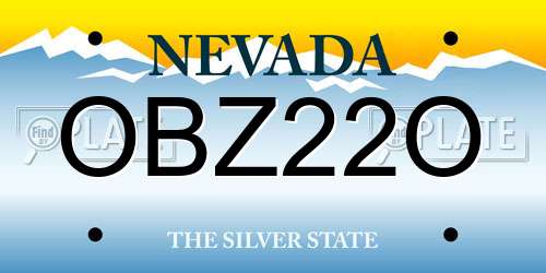 OBZ22O Nevada License Plate