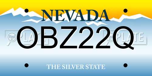 OBZ22Q Nevada License Plate