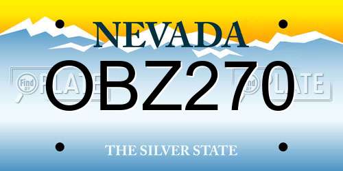 OBZ270 Nevada License Plate