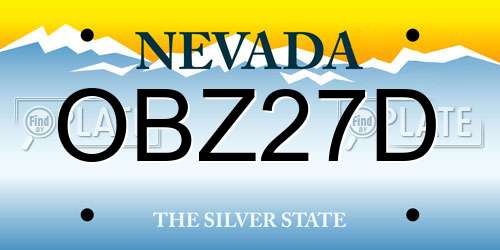 OBZ27D Nevada License Plate