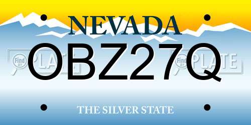 OBZ27Q Nevada License Plate