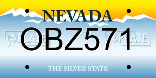 OBZ571 Nevada License Plate