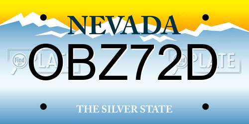 OBZ72D Nevada License Plate