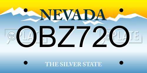 OBZ72O Nevada License Plate