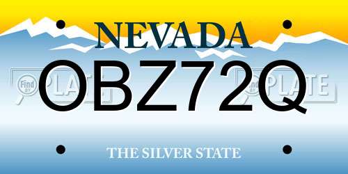 OBZ72Q Nevada License Plate