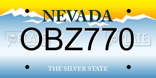 OBZ770 Nevada License Plate