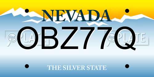 OBZ77Q Nevada License Plate