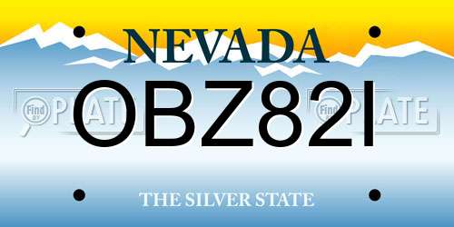 OBZ82I Nevada License Plate