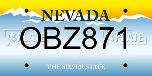 OBZ871 Nevada License Plate