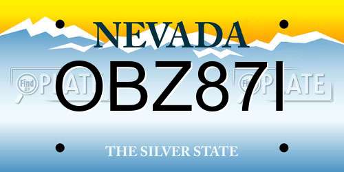 OBZ87I Nevada License Plate