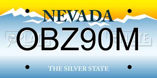 OBZ90M Nevada License Plate