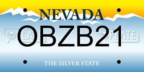 OBZB21 Nevada License Plate
