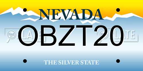 OBZT20 Nevada License Plate
