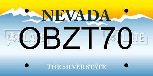 OBZT70 Nevada License Plate