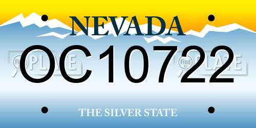 OC10722 Nevada License Plate