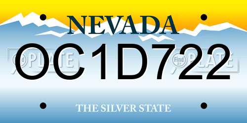 OC1D722 Nevada License Plate