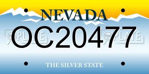 OC20477 Nevada License Plate