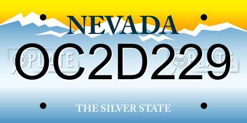 OC2D229 Nevada License Plate