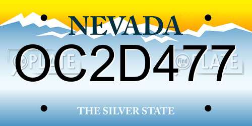 OC2D477 Nevada License Plate