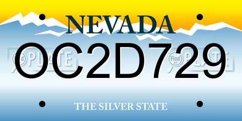 OC2D729 Nevada License Plate