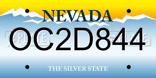 OC2D844 Nevada License Plate