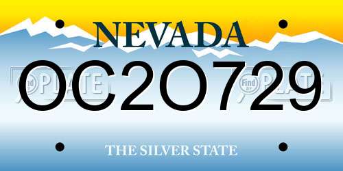 OC2O729 Nevada License Plate