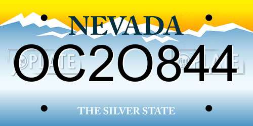 OC2O844 Nevada License Plate