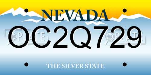 OC2Q729 Nevada License Plate