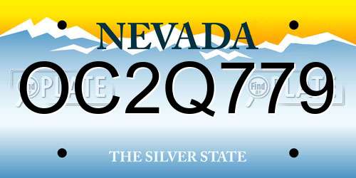 OC2Q779 Nevada License Plate