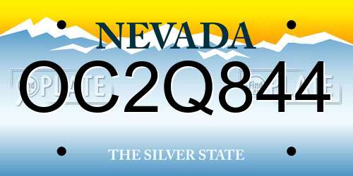 OC2Q844 Nevada License Plate