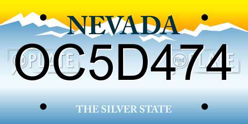 OC5D474 Nevada License Plate
